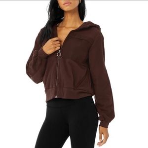 Alo Yoga Jacket Halo Fleece Cherry Cola Zip Up